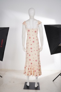 Yellow Floral Mermaid Maxi Dress for Women, Elegant Ruffle Strap Square Neck Summer Dress, For Casual Party Beach - Product Image 3