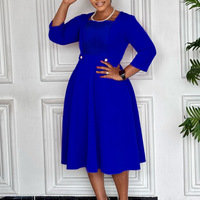 Robes d'église tendance, robes décontractées élégantes pour femmes, manches longues, col carré, plissées, robe de bureau pour femme, robes africaines pour femmes