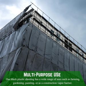 Farm Plastic Supply Black Plastic Sheeting 4 Mil 3 Ft X 200 Ft Polyethylene Vapor Barrier <b>Tarp</b> For Painters - Product Image 4