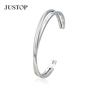 JUSTOP Stainless Steel Cuff <b>Bracelet</b> Hexagon Textured Unisex Fashion Bangle Classic Design Trendy - Product Image 3