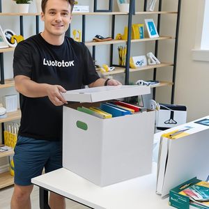 Tùy chỉnh các tông sóng in ấn hộp bền Đóng gói với Carry xử lý di chuyển hộp lưu trữ cho văn phòng & Home - Product Image 1