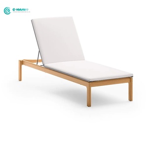Elegante <span class=keywords><strong>Lettino</strong></span> Prendisole Minimalista con Telaio in Legno di Teak, Sdraio da Giardino per Villa, Bordo Piscina e Patio - Product Image 4
