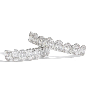 G029 Top 8 Bottom 8 Tooth Zircon Bling Bling Plaqué Argent/Or Hip Hop <span class=keywords><strong>Grilz</strong></span> Carrés pour Hommes pour Cadeau - Product Image 3