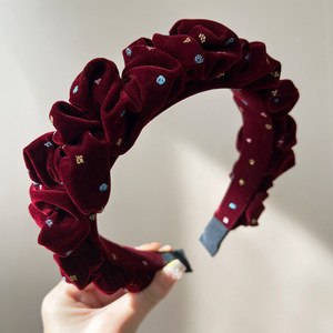LRTOU 批发女式时尚宽发带天鹅绒皱纹发带复古风格女式发饰 - Product Image 5