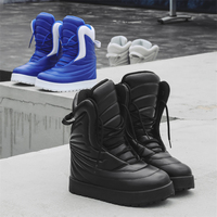 Bottes de neige imperméables d'extérieur en cuir verni avec doublure en maille et fermeture à lacets pour l'automne, l'hiver et le printemps – Idéales pour le travail