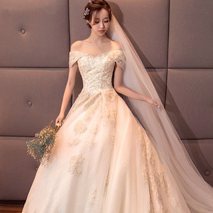 Off-the-shoulder Bridal Gown Empire Waist Sweetheart Neckline Ball Gown Long Train Wedding Dress 2026 New Style - Product Image 2