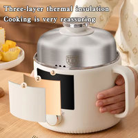 Mini-casserole électrique Great Bear en acier inoxydable 304, format individuel 1,5 L, pour aliments, nouilles instantanées, voyage, portable