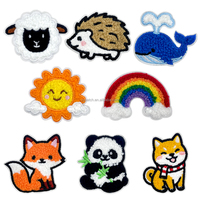 Patch animalier en chenille mignon (Panda, Renard, Hérisson) – Broderie en tissu, badge thermocollant pour vêtements d'enfants, sacs et chapeaux – Vente en gros