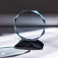 Trophée de reconnaissance en verre poli étanche de qualité supérieure, gravé au laser, ultra-transparent, durable, avec base élégante, disponible en tailles grande, moyenne et petite