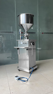 Máy chiết rót kem bán tự động đứng thẳng dùng khí nén cho sản phẩm làm đẹp, kem, gel, mật ong, nước rửa tay với phễu chứa 40L - Product Image 3