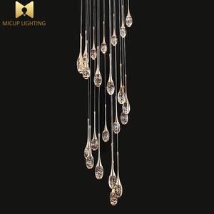 Lampadario girante di cristallo moderno della scala <span class=keywords><strong>per</strong></span> la casa con l'alta goccia di pioggia di lusso del soffitto ha condotto il lampadario <span class=keywords><strong>per</strong></span> l'entrata dell'hotel - Product Image 6