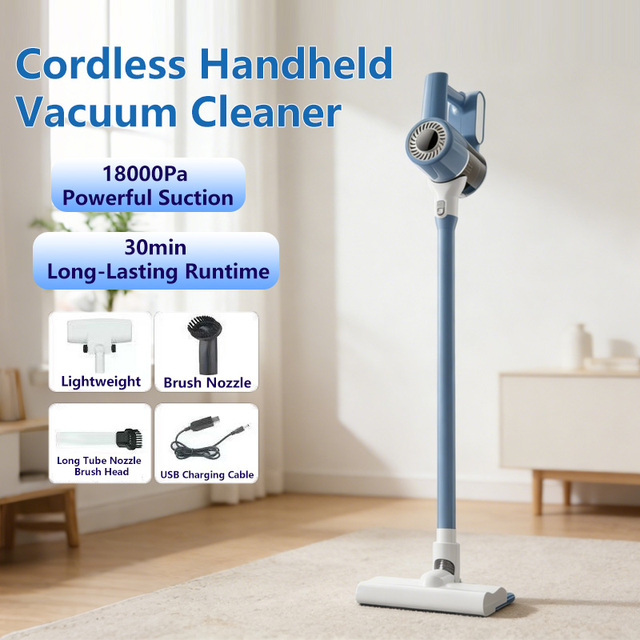 Cordless Handheld Vacuum Cleaner 18000Pa Powerful Suction with 30min Runtime