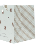 Sac cadeau en papier mat réutilisable imprimé ours aquarelle avec poignée renforcée pour emballage boutique/cadeau (vente en gros)