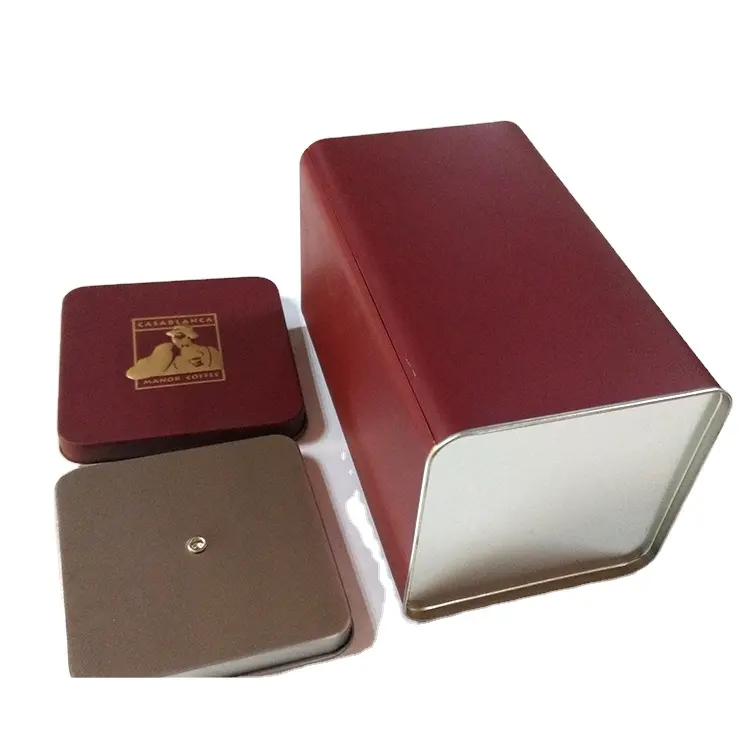 Caja de lata de café de embalaje de buena calidad para caja de metal cuadrada de exportación