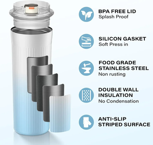 Large Capacity Stainless Steel Insulation <b>Cup</b> Outdoor Cold Hard <b>Cup</b> Gradient Color Portable Dual Drink Coffee Mug <b>Straw</b> Mug - Product Image 5