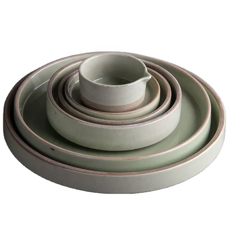 Korea style home table dinnerware high quality glazed cheap ceramic flat 4/5/5.5/8/9"porcelain plate