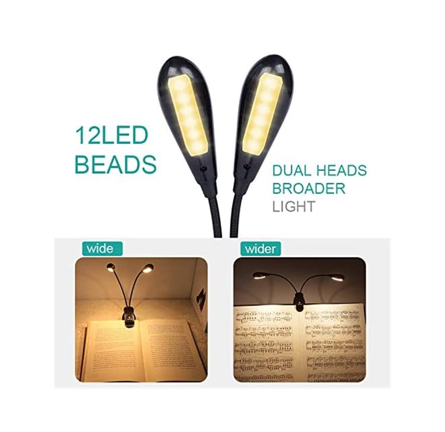Регулируемая Складная Светодиодная лампа для чтения с двумя головками и защитой глаз