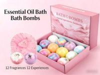 Bombes de bain aux huiles essentielles biologiques multicolores en boîte et boules de sel effervescentes - Relaxation spa pour usage domestique