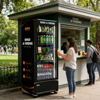 Distributeur automatique réfrigéré intelligent Qingo avec écran tactile IA pour boissons gazeuses et snacks, compatible SDK et gestion cloud