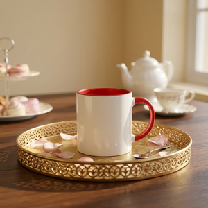 Mug à café en acier inoxydable et céramique bicolore blanc et rouge de 11 oz, sérigraphié avec logo personnalisé, cadeau promotionnel, vaisselle de promotion - Product Image 1