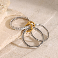 Bagues simples empilables en zircon de style européen Gaovo Premium, plaquées or 18 carats, en acier inoxydable, bijoux de mode en gros