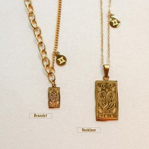 Horóscopo de acero inoxidable para hombre y mujer, collar de joyería con colgante cuadrado chapado <span class=keywords><strong>en</strong></span> oro, signo del <span class=keywords><strong>Tarot</strong></span> del zodiaco, cadena de 12 Uds. - Product Image 6