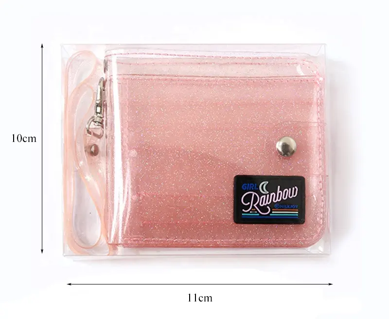 Fashion Clear Wallet For Girl Summer Waterproof Card Holder Jelly Coin Purse Women Glittering Letter Card Holder