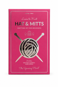 Hat and Mittens <b>Knitting</b> <b>Kit</b> – Advanced <b>Beginner</b> <b>Kit</b> with Cotton Merino Yarn, Needles & Video Tutorials – Aubergine - Product Image 2