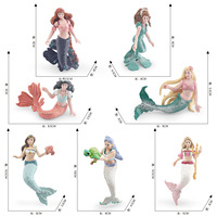Modèle de poupée de conte de fées transfrontalier pour enfants, figurines de sirène, de requin et d'humains, décorations de scène océanique pour le développement cognitif