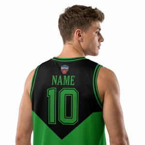 Camiseta Deportiva de Baloncesto Haq Meharban para Hombre, Sin Mangas, Estampado Sublimado, Verde y Negro, Transpirable, Ajuste Atlético - Product Image 4