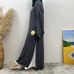 6809+2194 # Fabricante de Abayas ChaomengFashion, Abaya Cerrada de Color Sólido con Aberturas Laterales y Falda a Juego, Conjunto de Dos Piezas - Product Image 3