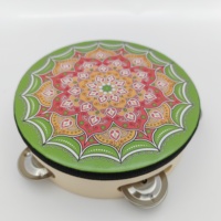 Traditional Arabic 4 6 8 9 10 Inch Handmade Multi-Color Wood Double Row Tambourine Percussion Instrument for Sale