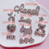Breloques Y2K en strass argentés, lettres, ours, chien ballon, accessoires électroplaqués pour DIY, chaussures à trous, coques de téléphone, coques d'iPad