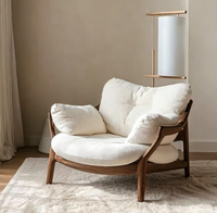 Fauteuil de salon moderne en bois massif avec rembourrage doux, fauteuil individuel pour salon, chambre, hôtel et villa, décoration intérieure