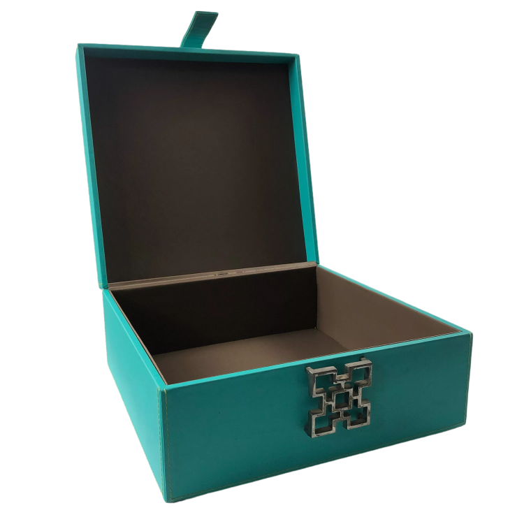2021 new wooden home storage organization boxes pu leather coated decorative boxes green