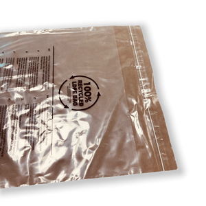 Bolsas de embalaje de plástico PE transparente reciclado con certificación GRS 100%, bolsas de polietileno de tamaño personalizado para ropa, zapatos, uso de materiales reciclados - Product Image 6