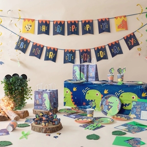 Juego de Platos Desechables de Papel para Fiesta de Cumpleaños de Dinosaurios, Vajilla de Papel con Lindos Dinosaurios Verdes, Artículos para Fiestas - Product Image 6