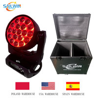 Lampu Sorot Bergerak LED Sailwin CE STOCK 19x15W DMX512 19*15 RGBW 4in1 Zoom Wash dengan Flight Case