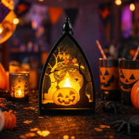 Accessoires de décoration pour fête d'Halloween, lampe d'ambiance LED citrouille, maison fantôme, crâne, bougie électronique portable pour usage extérieur