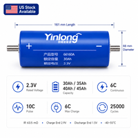 Sel Lithium Titanate Yinlong LTO 2.3V 30Ah 35Ah 40Ah 45Ah dari Gudang AS -40C Suhu Rendah untuk Cadangan Daya ESS Tenaga Surya