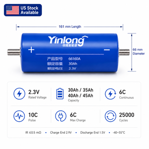 เซลล์ลิเธียมไททาเนต Yinlong LTO <span class=keywords><strong>2</strong></span>.3V 30Ah 35Ah 40Ah 45Ah จากคลังสินค้าสหรัฐฯ ทนอุณหภูมิต่ำ -40 องศาเซลเซียส สำหรับระบบสำรองไฟพลังงานแสงอาทิตย์ ESS - Product Image 4