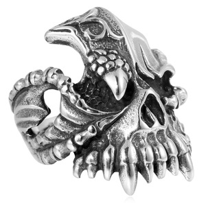 yunnique Men's <b>Titanium</b> Steel <b>Ring</b> Skeleton Eagle Claw Skull Design Silver Color Fashion Jewelry Gift For Men - Product Image 3