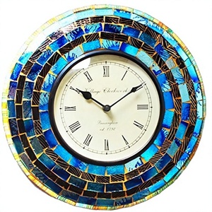 Mosaic Glass <b>Mirror</b> Iron <b>Clock</b> Timepiece Metal Decor Home Vintage Antique Industrial Handcrafted Classic Design Love Theme - Product Image 1