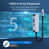 Adaptateur Hub Multiport USB-C 3-en-1 avec HDMI 4K, USB 3.0 5 Gbit/s et PD 100W – Station d'Accueil Type-C pour Ordinateur Portable, Tablette et Smartphone
