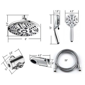 Juego de ducha con rociador superior redondo, 6 configuraciones de rociado, fácil de instalar, estilo americano - Product Image 5