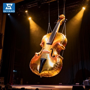 Modèle géant gonflable doré d'instruments de <span class=keywords><strong>musique</strong></span> (CD, violon, <span class=keywords><strong>piano</strong></span>, trompette) pour la décoration de scène de concert, la publicité et les accessoires de spectacle - Product Image 1