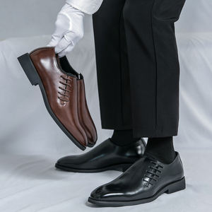 Mocassins élégants britanniques pour homme, chaussures en cuir noires et marron pour mariage, à lacets, pour le bureau et les occasions formelles, automne-hiver - Product Image 3