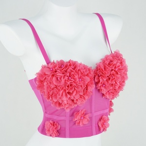 Top reggiseno Bustier floreale con decorazione ricamo ortensia sul reggiseno - Product Image 3