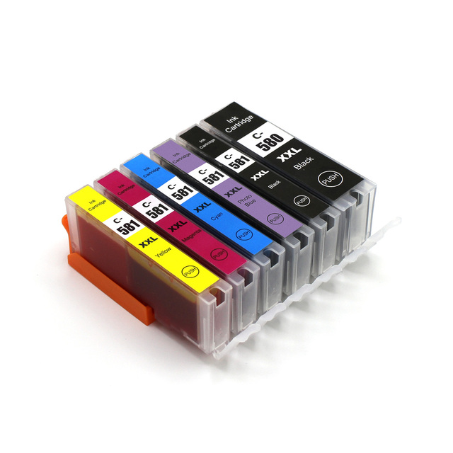 580XXL Compatible Refill Ink Cartridges with One Time Chip for Canon Pixma TS8250 CLI-581 PGI-580 PGI580 CLI581 PGI 580 CLI 581