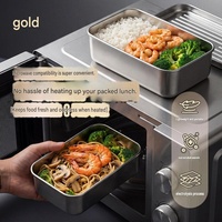 Boîte à lunch en acier inoxydable de 580 ml, boîte bento de qualité alimentaire 304, récipient de préparation de repas étanche avec sangle, boîte à lunch portable
